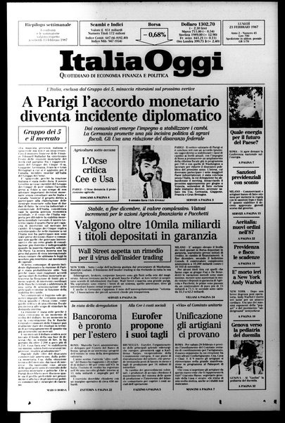 Italia oggi : quotidiano di economia finanza e politica